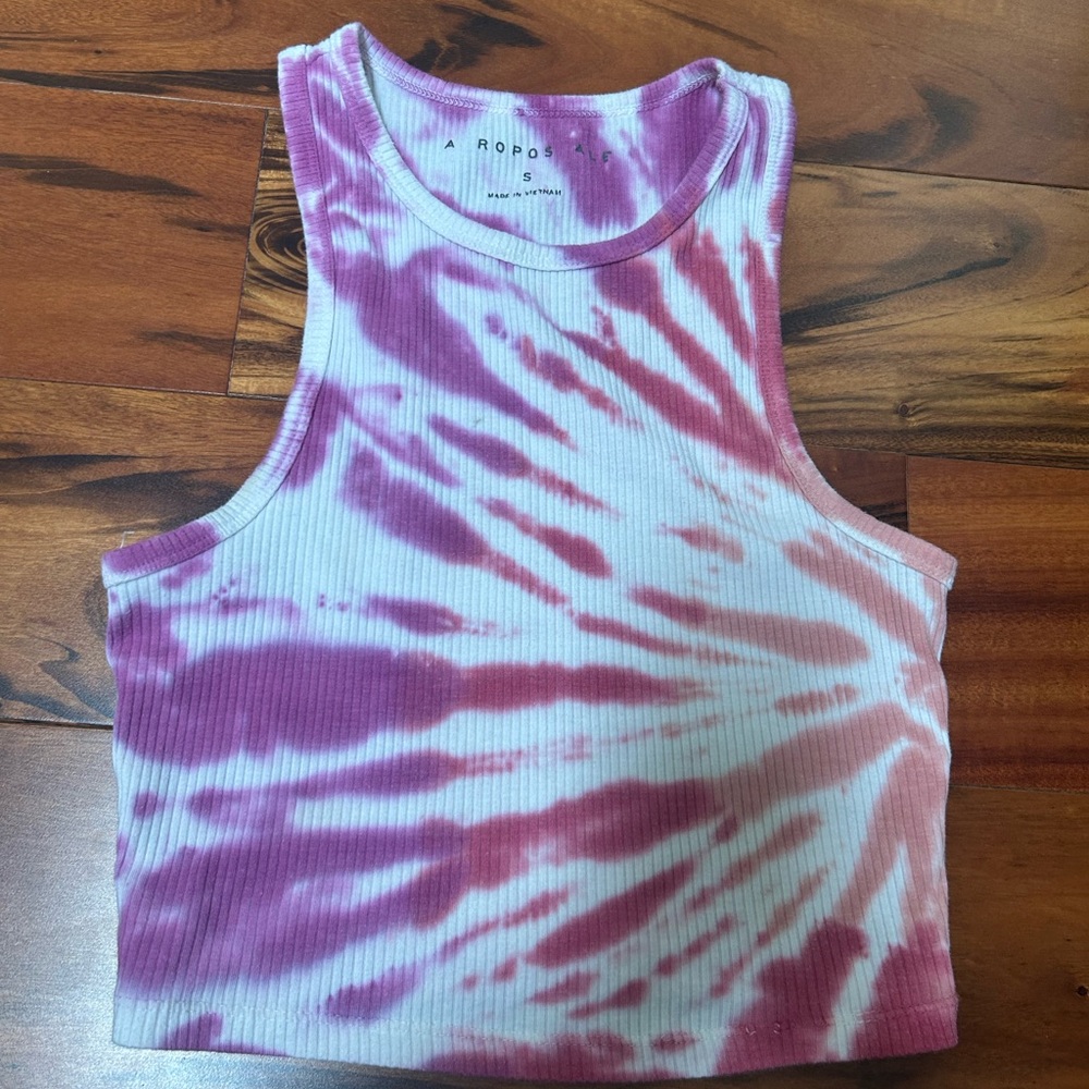 Aeropostale Purple and White Tie-Dye Tank Top